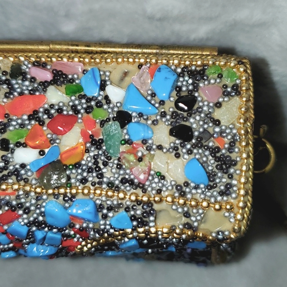 Mosaic Patterned Clutch with Chain Strap - Picture 10 of 12